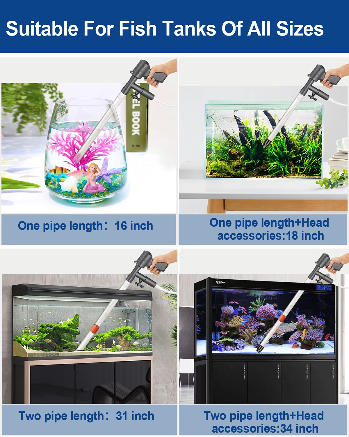 Aquarium Gravel Cleaner Vacuum Fish Tank Cleaner Kit X30380