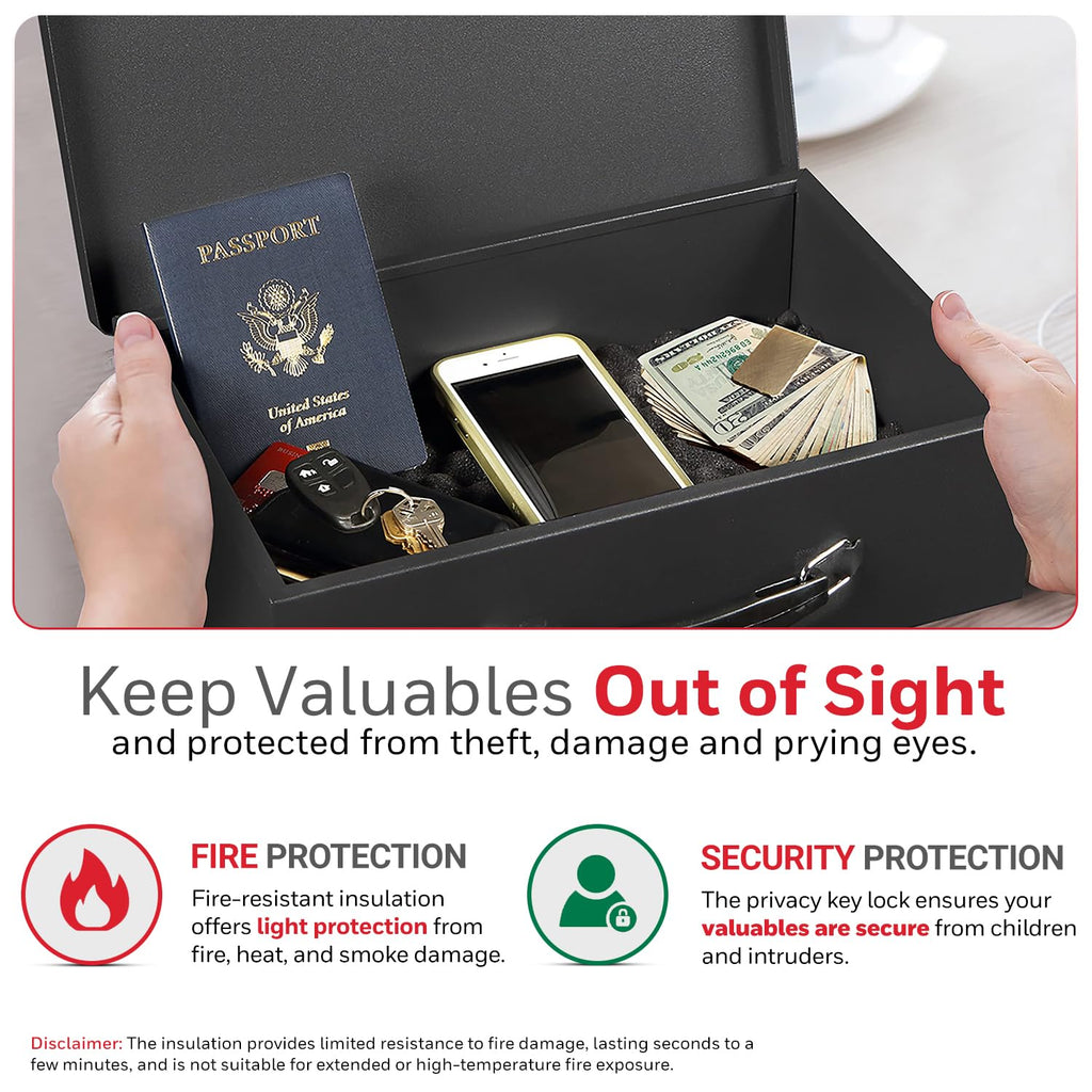 Black Steel Safe Box with Keys H2695
