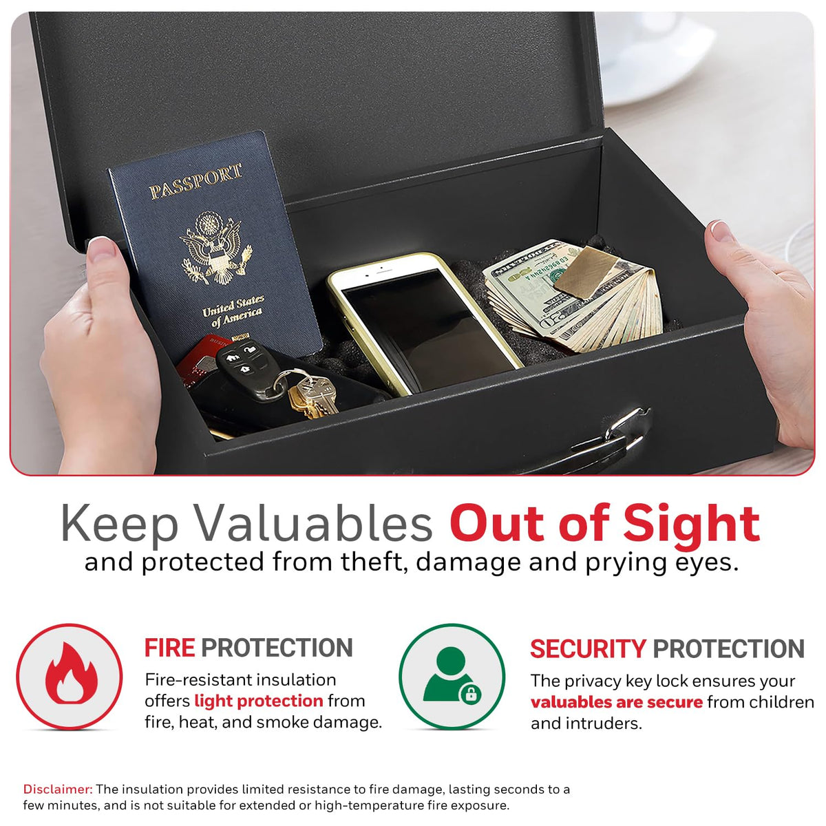 Black Steel Safe Box with Keys H2695