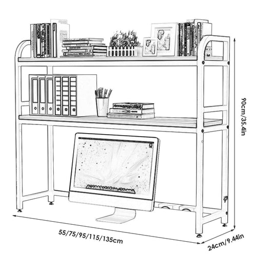2-Tier White Desktop Bookshelf X9913