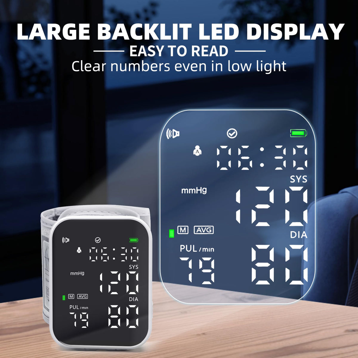 Black Digital Rechargeable Wrist Blood Pressure Monitor N4039