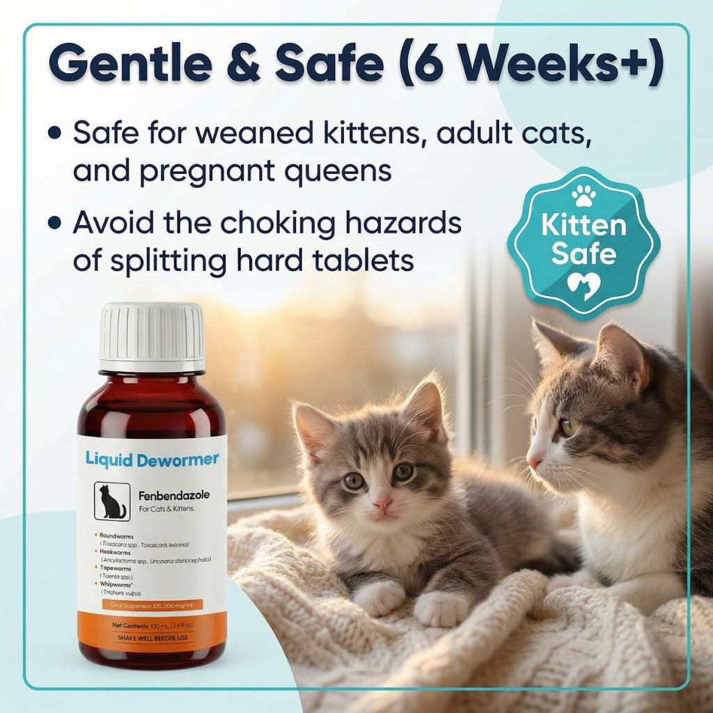 Liquid Fenbendazole Dewormer for Cats & Kittens 100ml F266