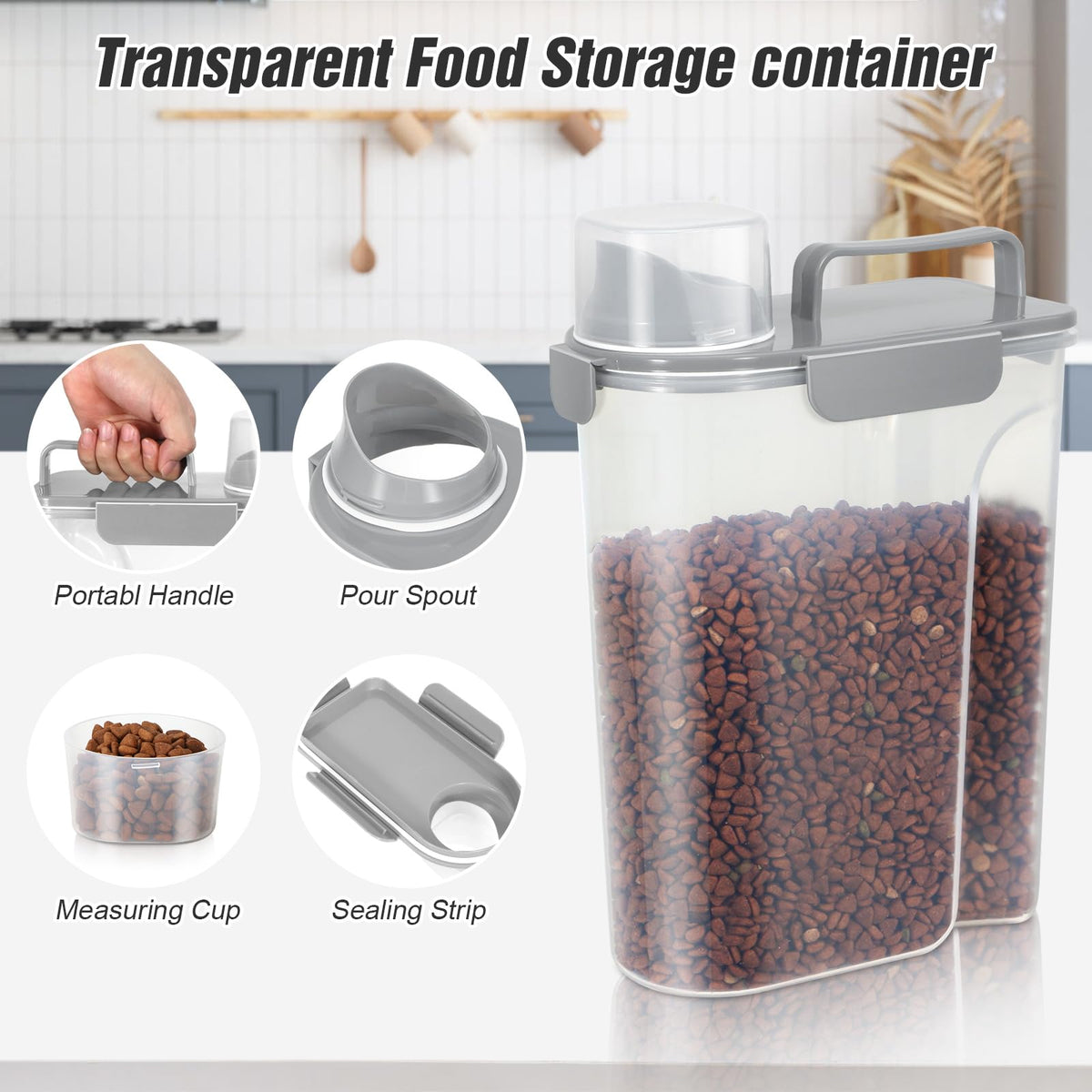 2 Pack Airtight Pet Food Storage Containers with Spout N271