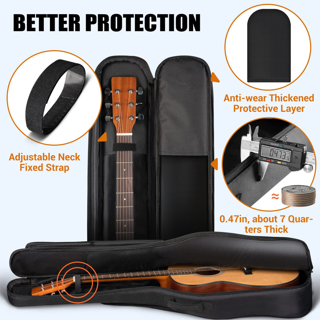 44 Inch Guitar Bag Multi-pockets 0.47in Thick Padding Water Resistent Gig Bag V9964