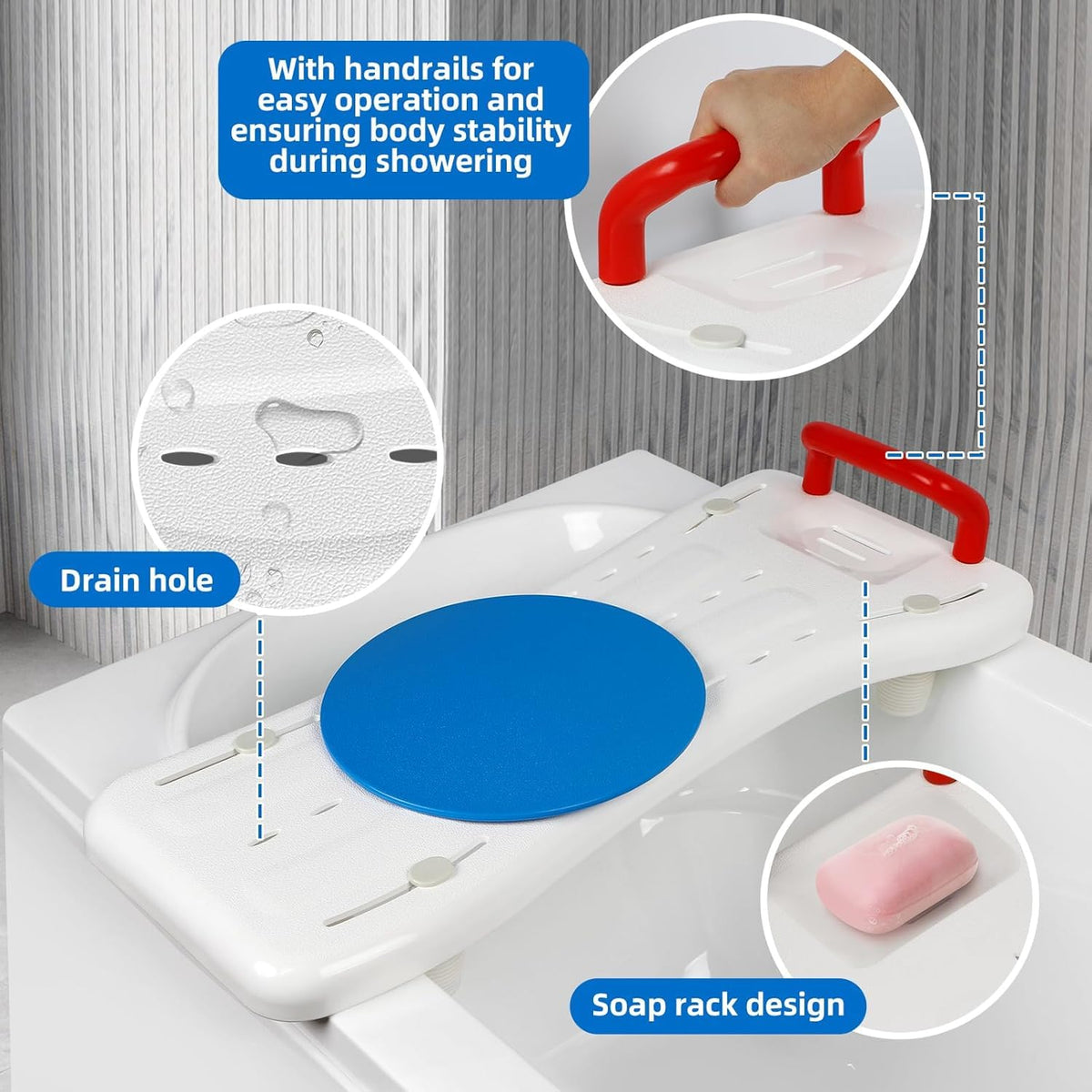 Rotating Tub Transfer Bench with Handle, 300 lbs F643957