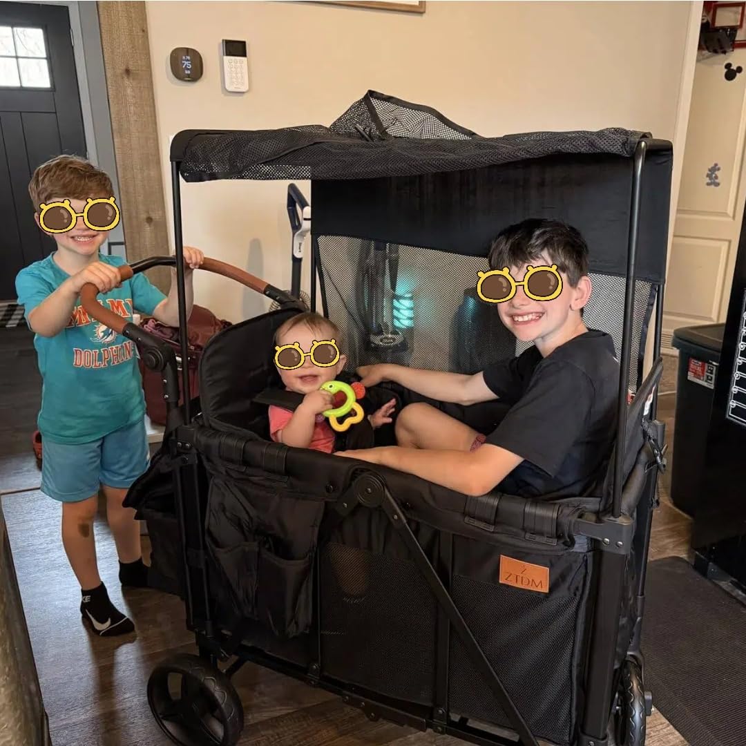 Foldable All-Terrain Double Wagon Stroller with Canopy I34520