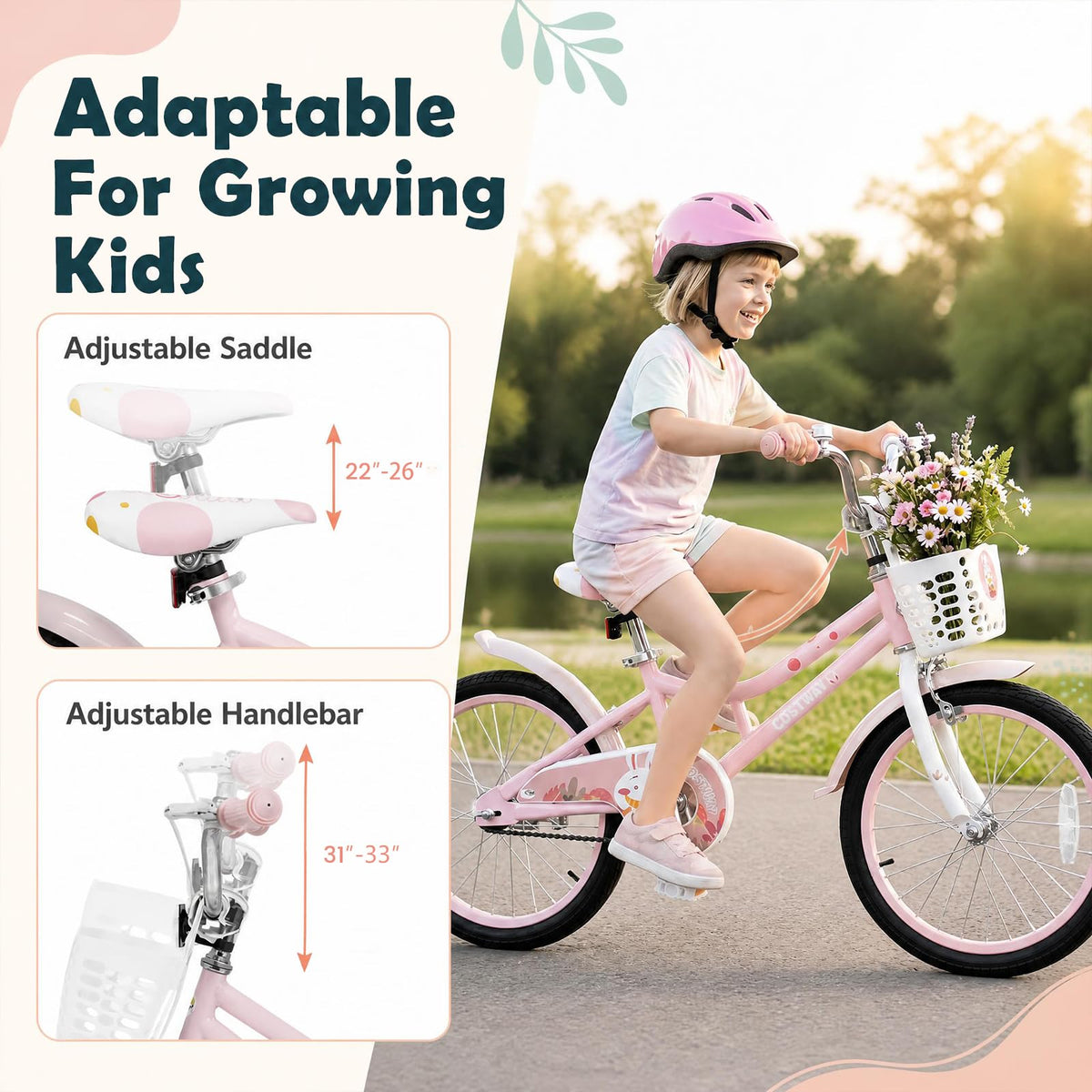 18 Inch Girls Bike with Basket H60636