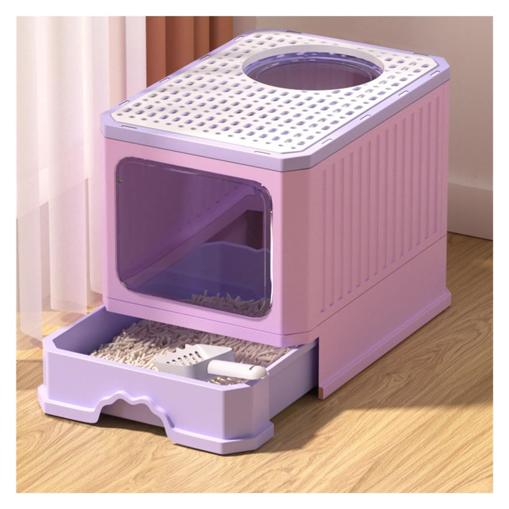 Foldable Cat Litter Box with Lid and Scoop E963635