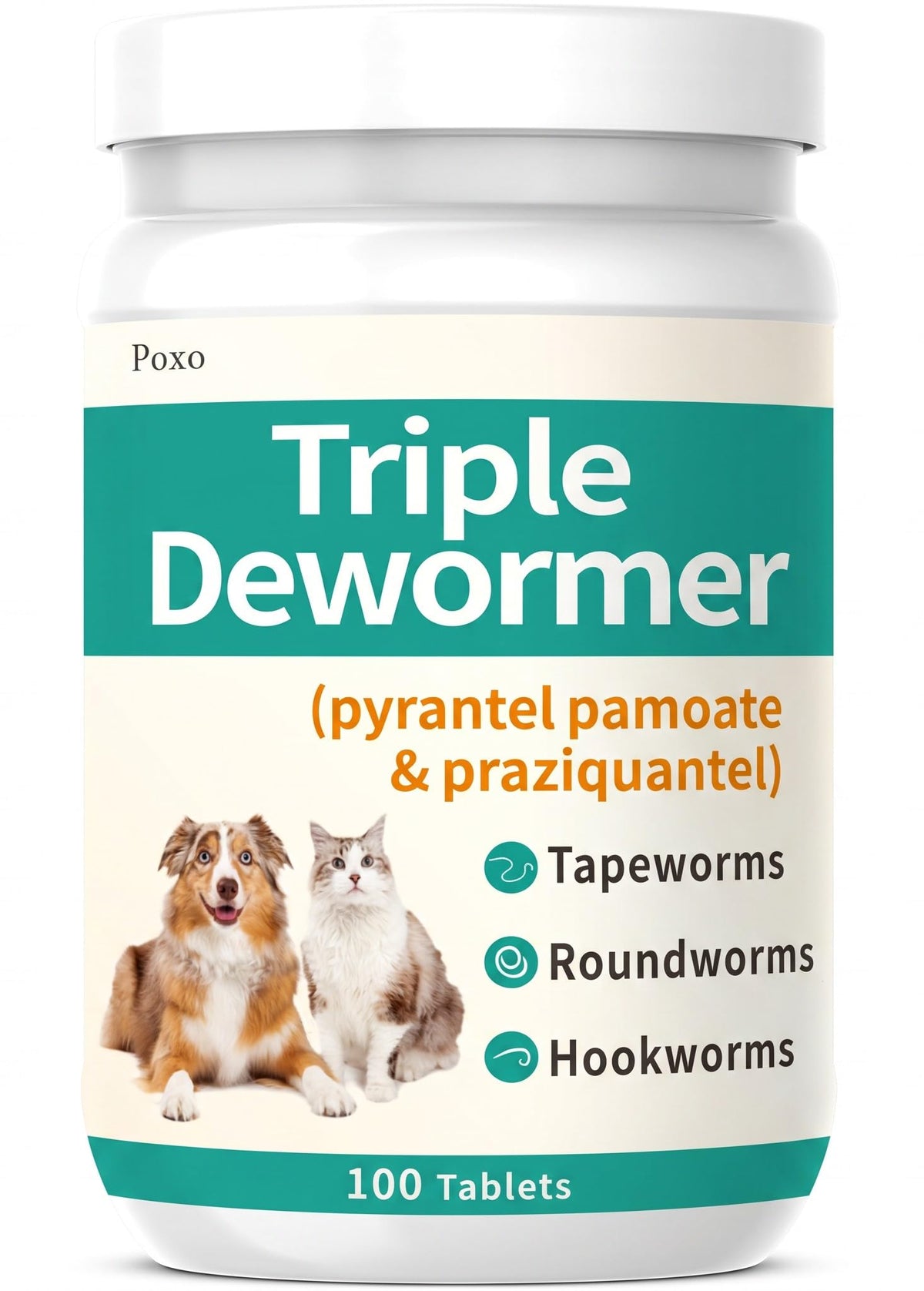 Pyrantel Pamoate and Praziquantel De-wormer Tablet for Dog & Cat 100 Tablets L720