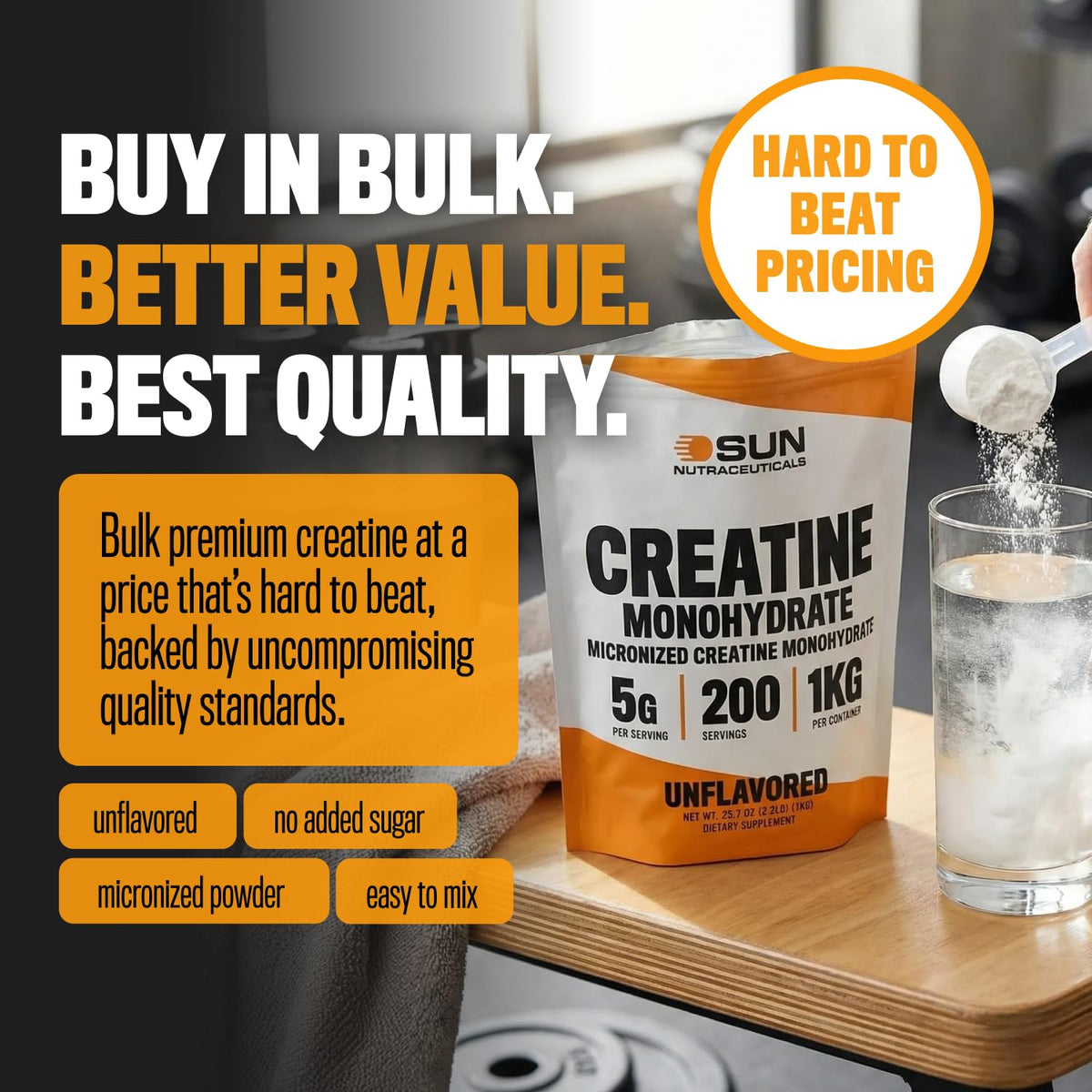 Unflavored Creatine Monohydrate 1kg O416