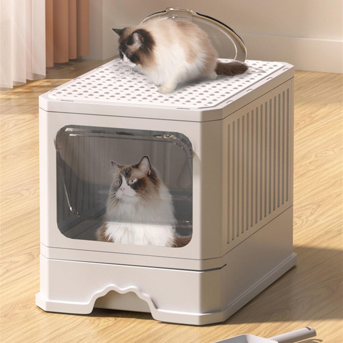 Foldable Cat Litter Box with Lid and Scoop E963635