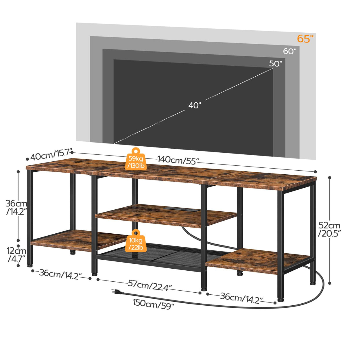 TV Stand with Power Outlets to 65 Inches R373320