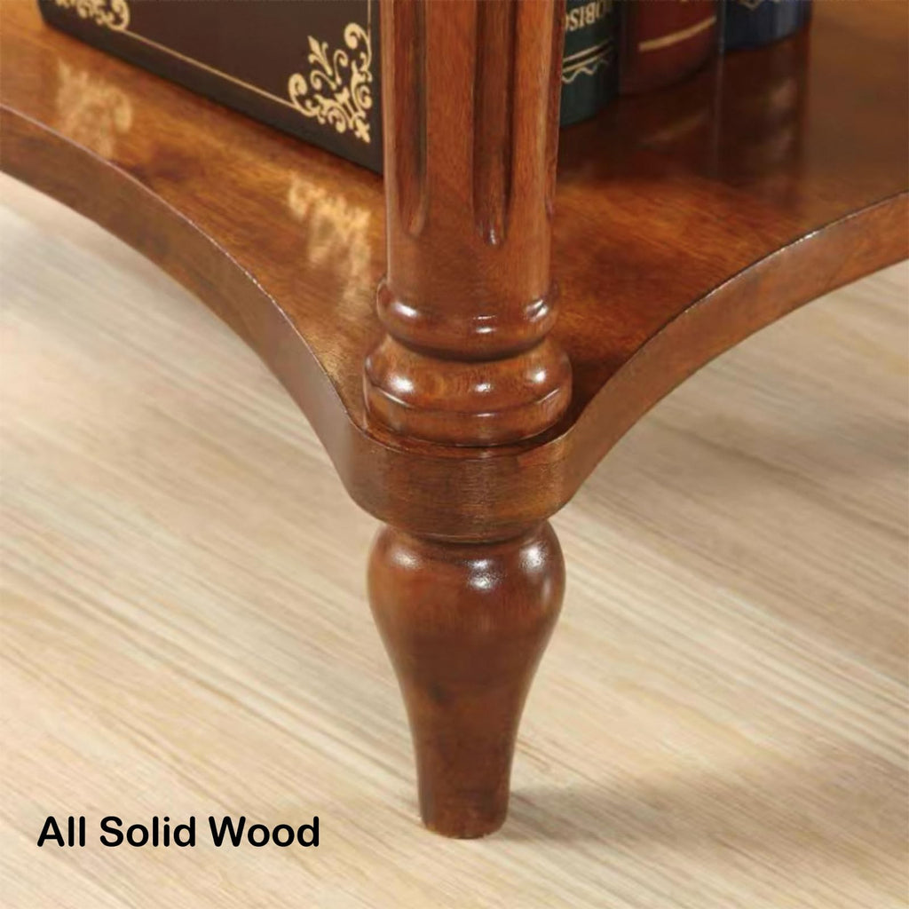 Oval Cherry Finish Wood End Table with Storage Shelf H67266