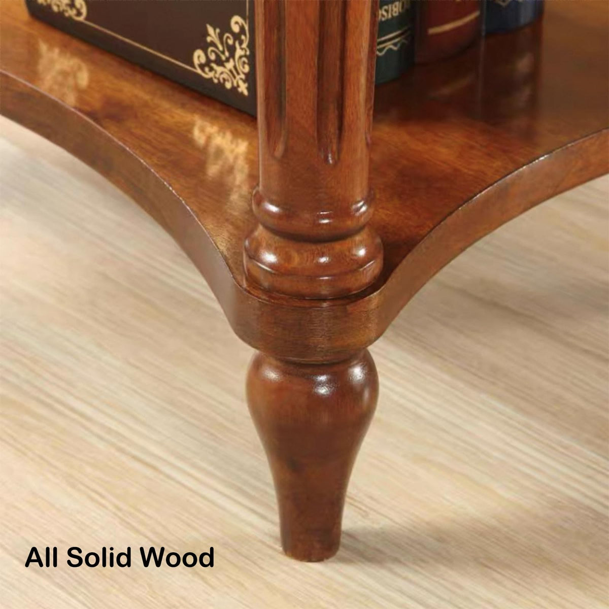Oval Cherry Finish Wood End Table with Storage Shelf H67266