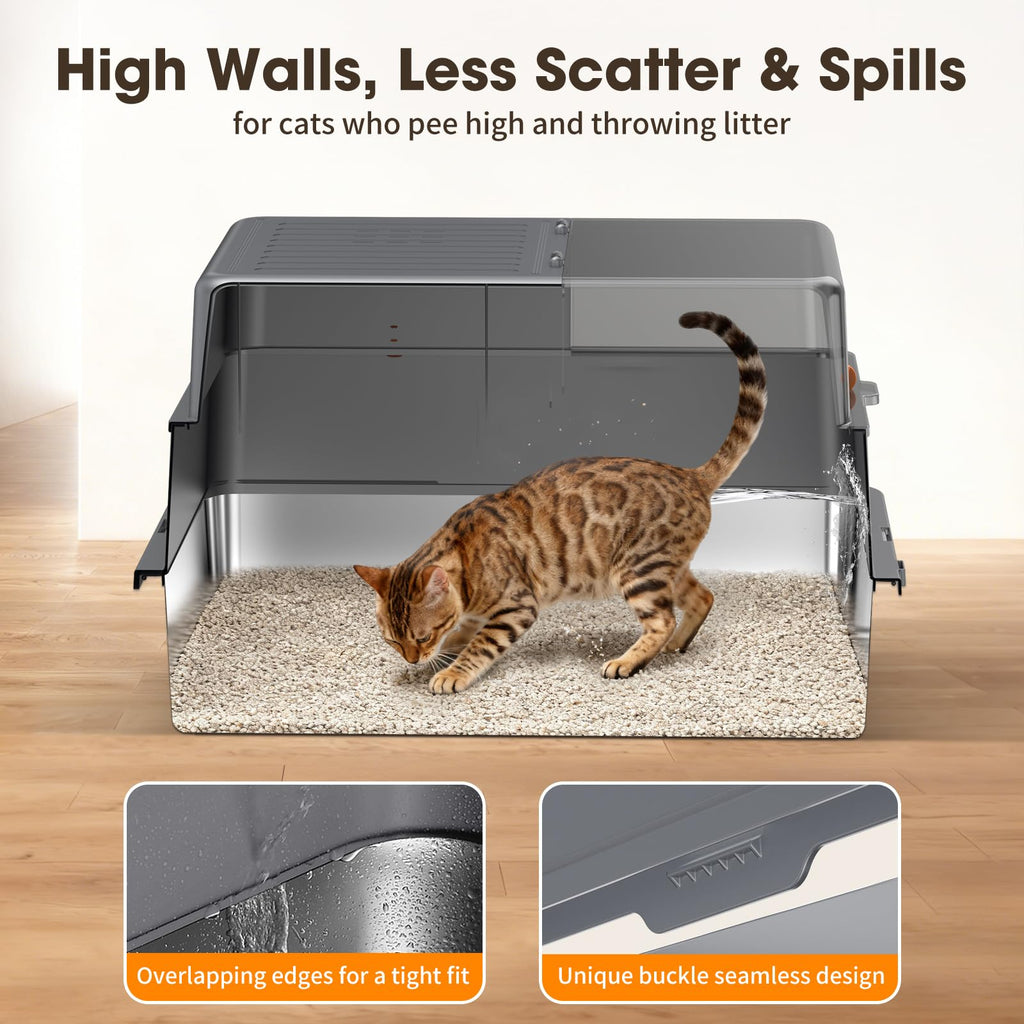 XXXL Stainless Steel Litter Box with Lid M30190