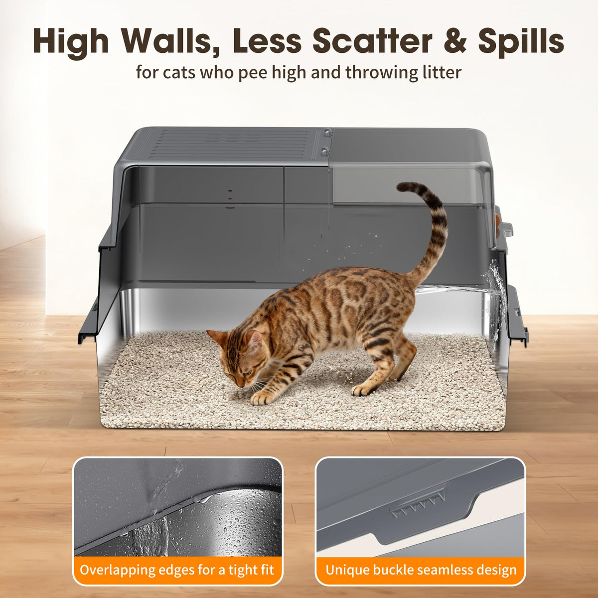 XXXL Stainless Steel Litter Box with Lid M30190