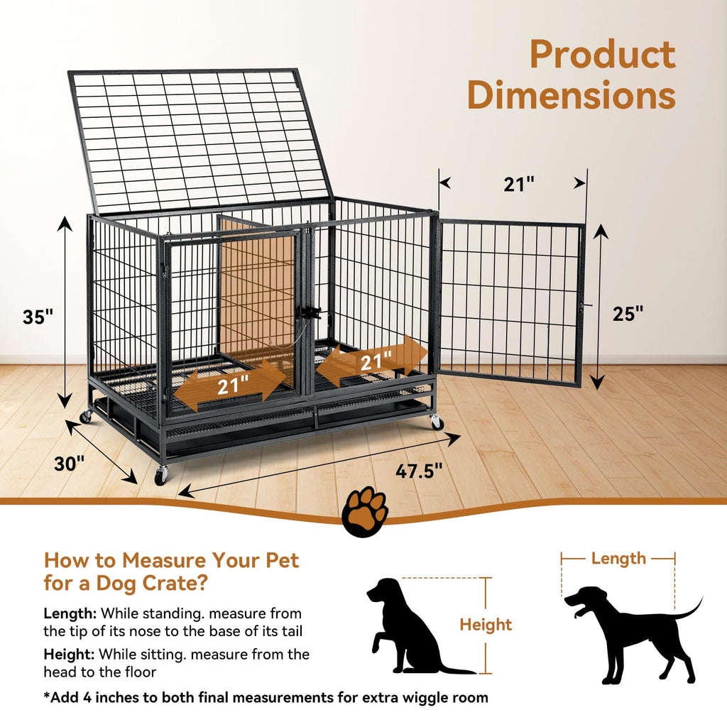 48inch Metal Wire Dog Crate with Divider C265039