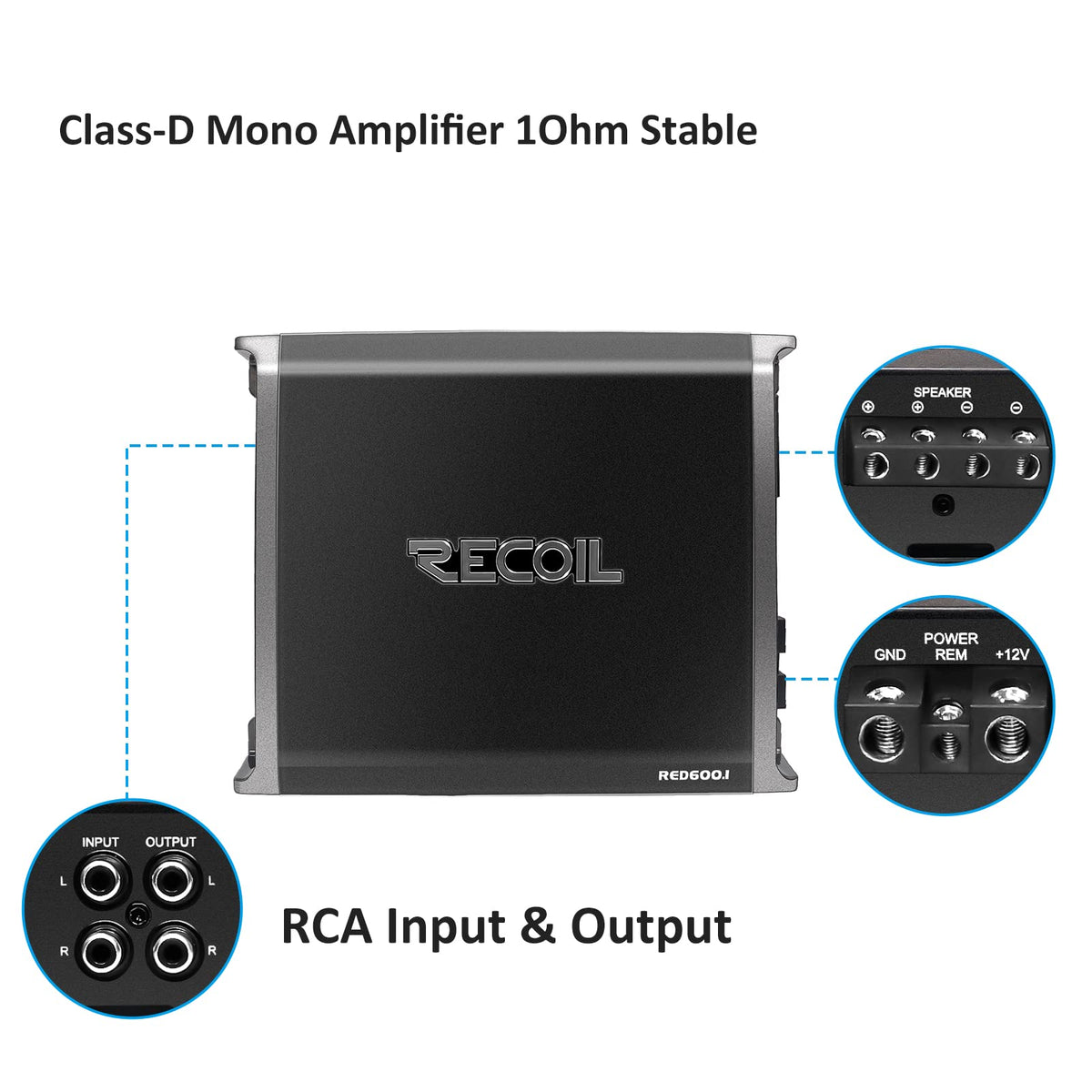 1320 Watts Class-D Car Audio Mono-Block Subwoofer Amplifier E2241