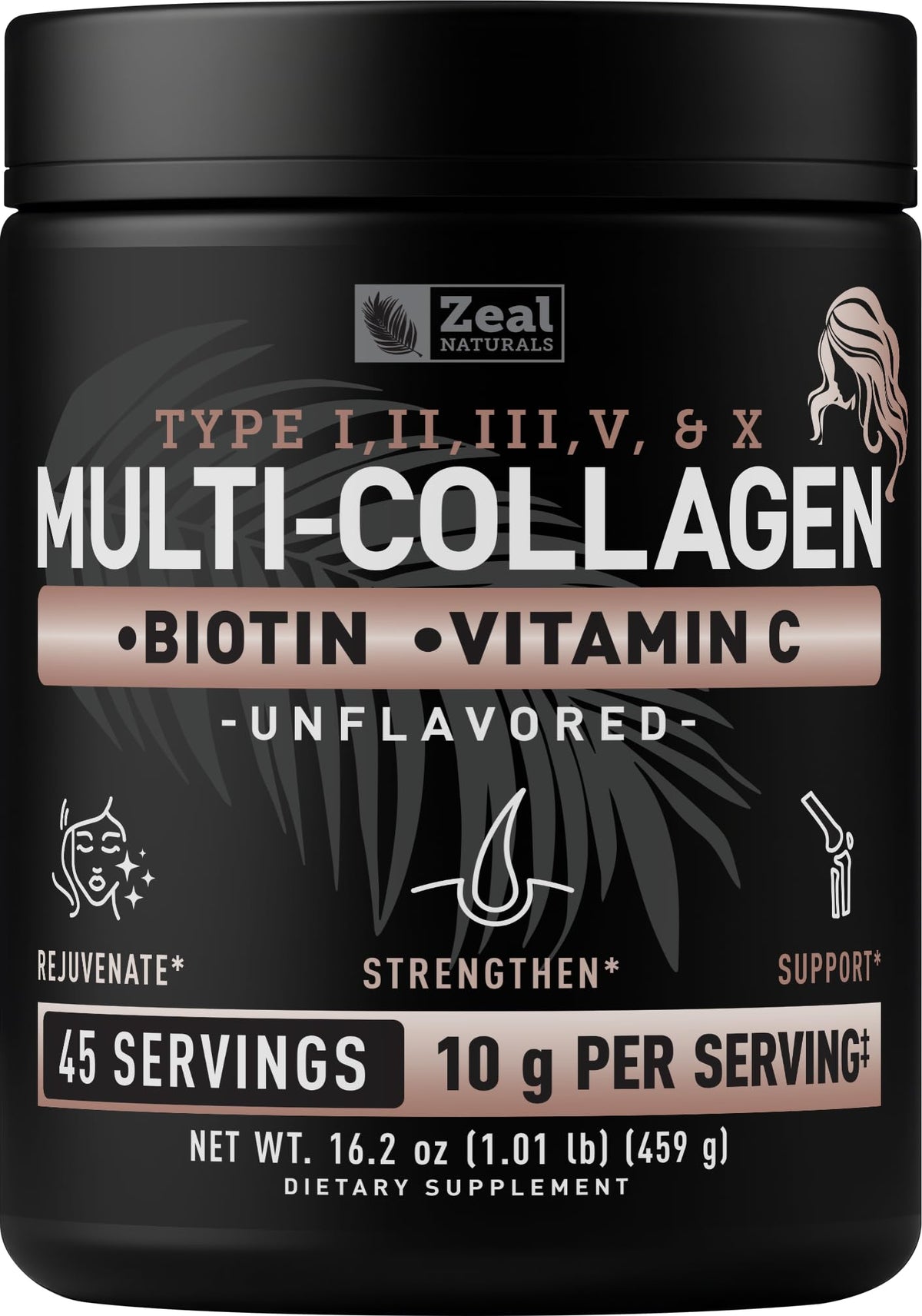 Multi Collagen Protein Peptides Powder Types I II III V X Unflavored 45 Servings N1999