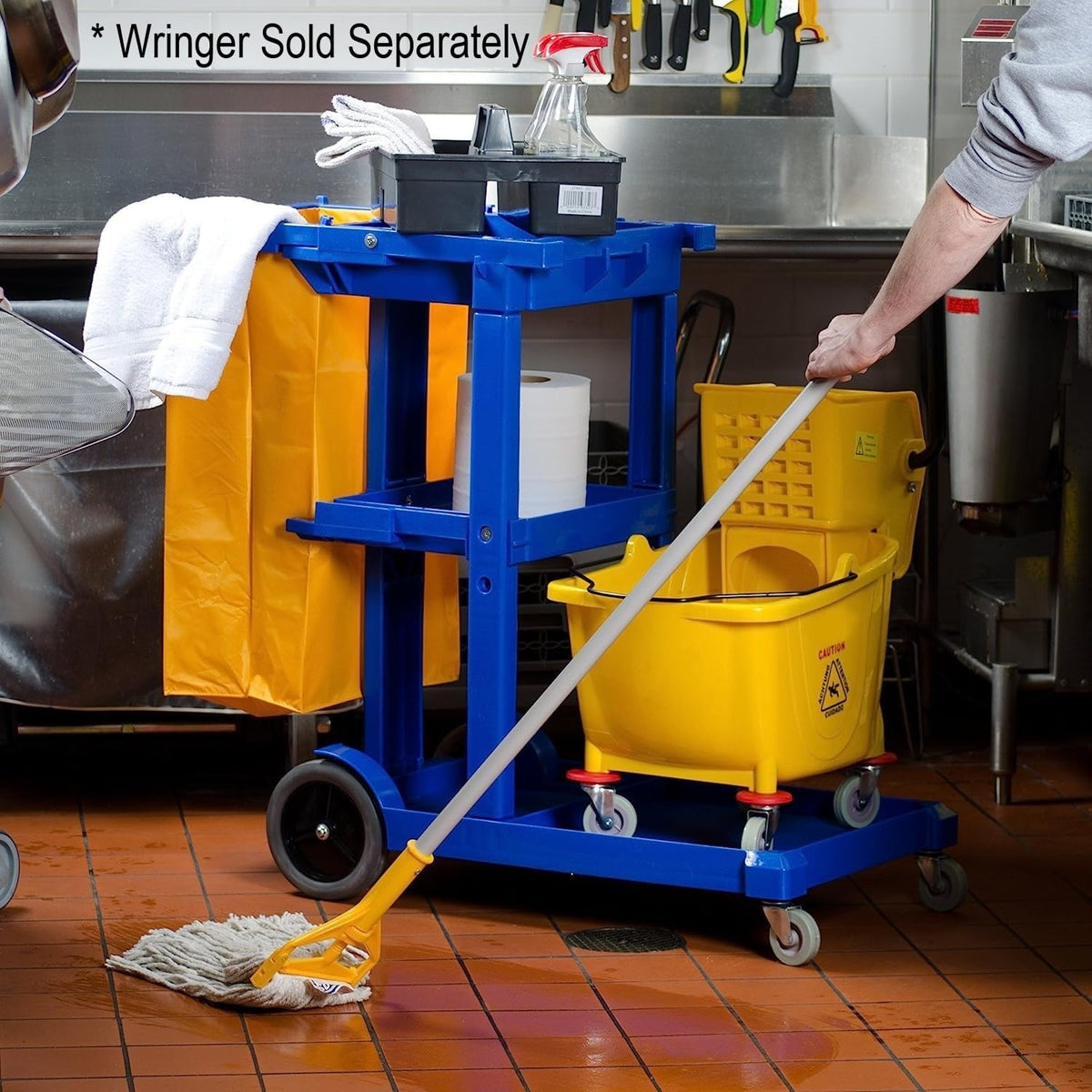 35 qt. Yellow Mop Bucket on Wheels P5523