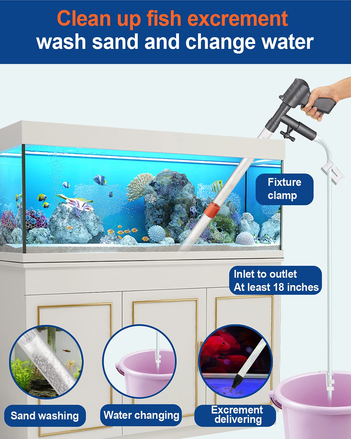 Aquarium Gravel Cleaner Vacuum Fish Tank Cleaner Kit X30380