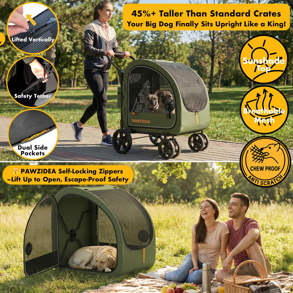 3-in-1 Large Dog Stroller with Detachable Carrier T620669