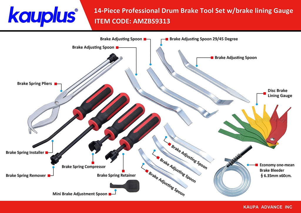 14-Piece Drum Brake Tool Set with Brake Lining Gauge Y439535