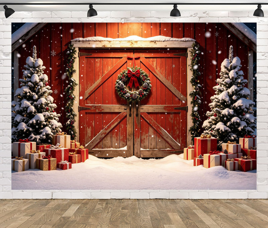 12x10ft Fabric Christmas Backdrop M7688