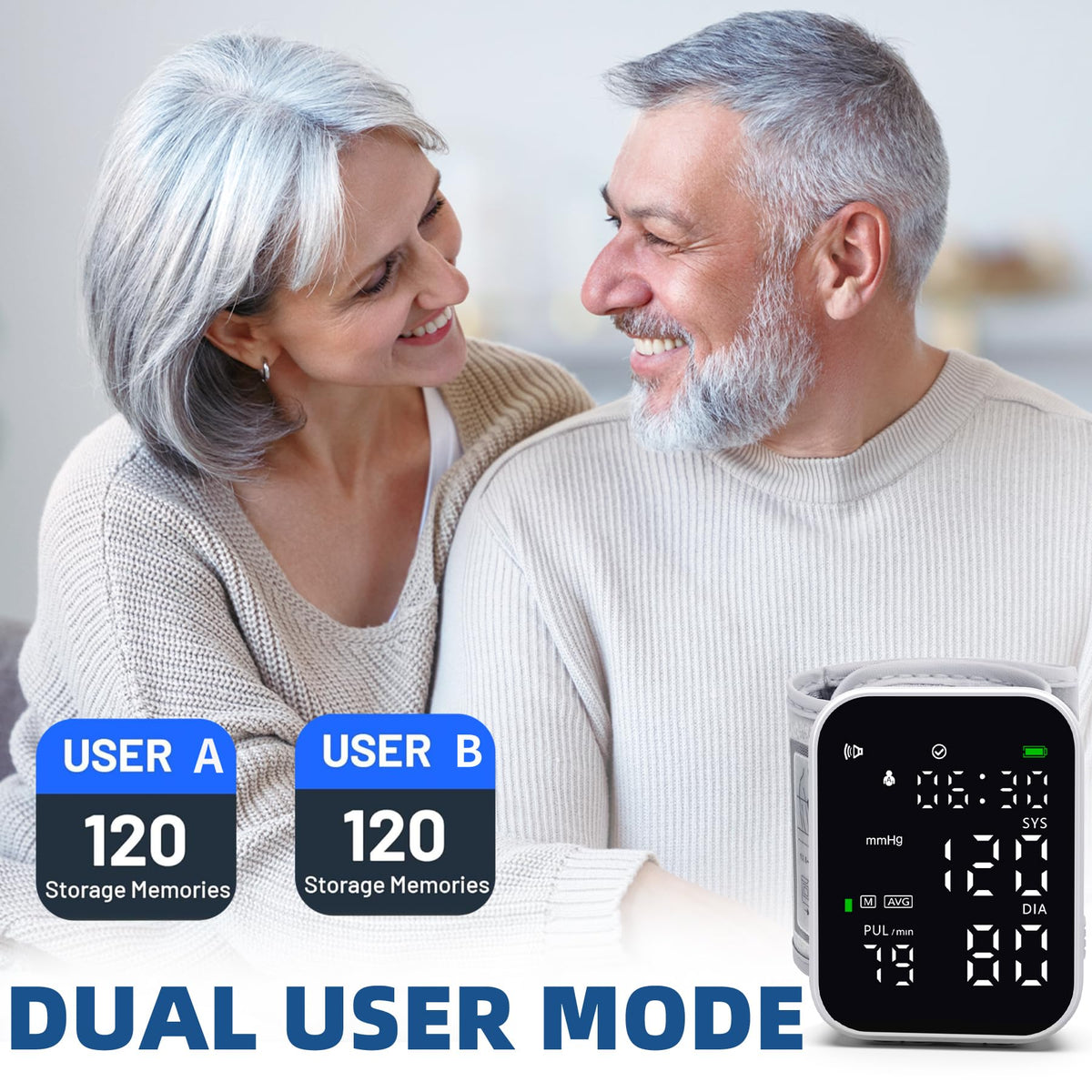 Black Digital Rechargeable Wrist Blood Pressure Monitor N4039