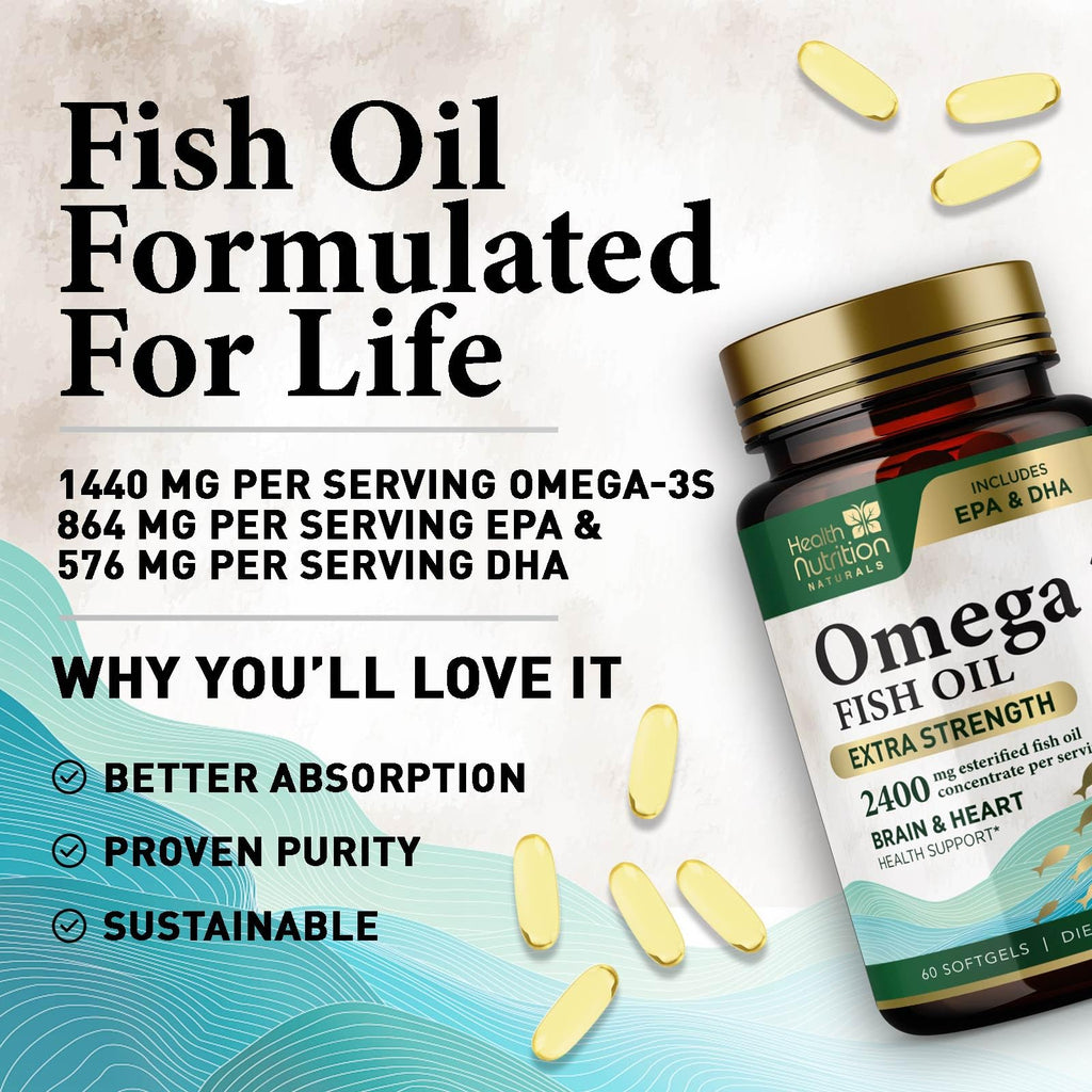 2400mg Omega 3 Fish Oil Softgels L200936
