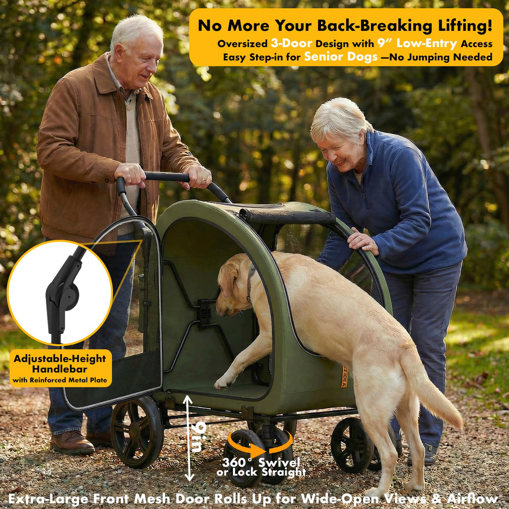 3-in-1 Large Dog Stroller with Detachable Carrier T620669