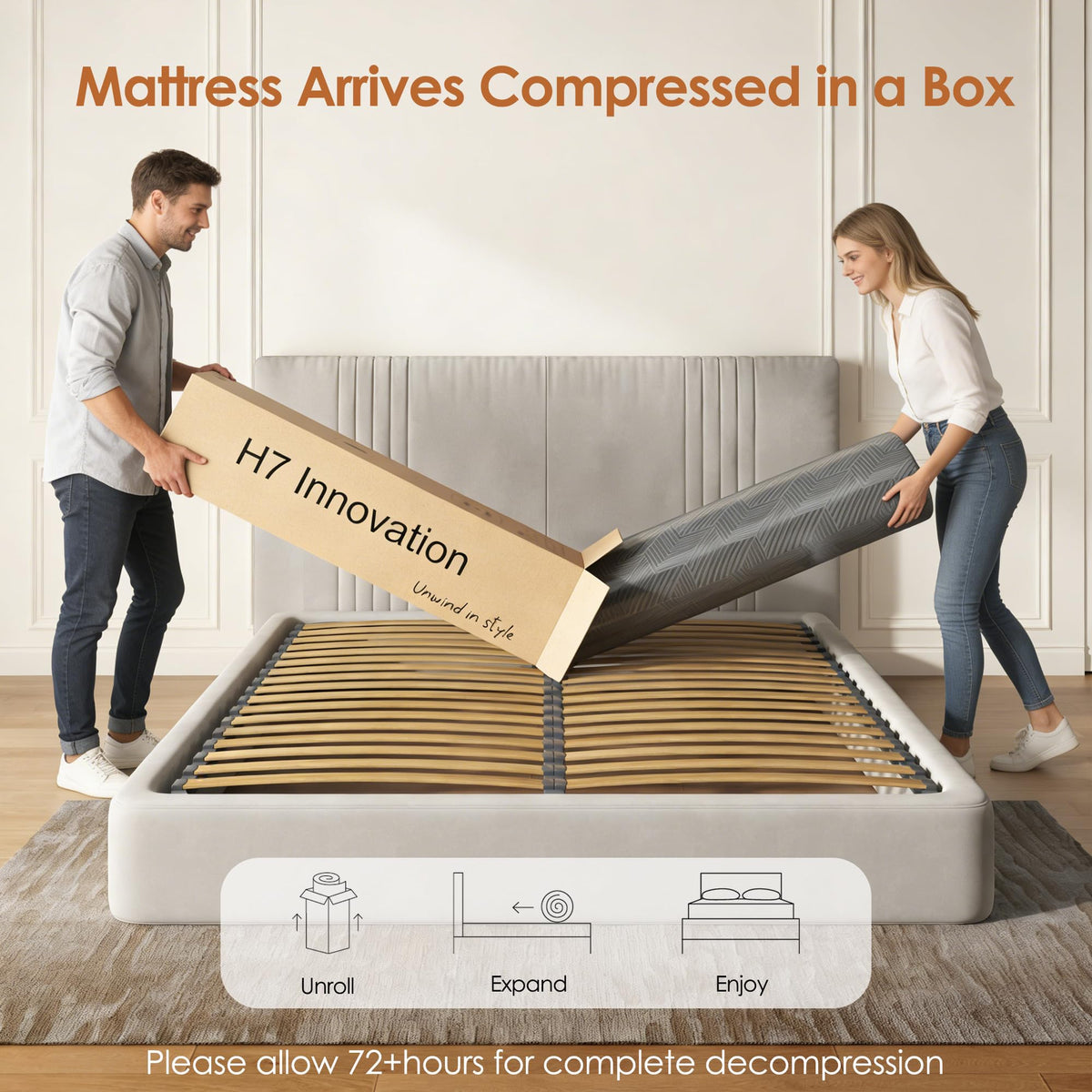 5 inch Bamboo Charcoal Gel Memory Foam Full Size Mattress H7195