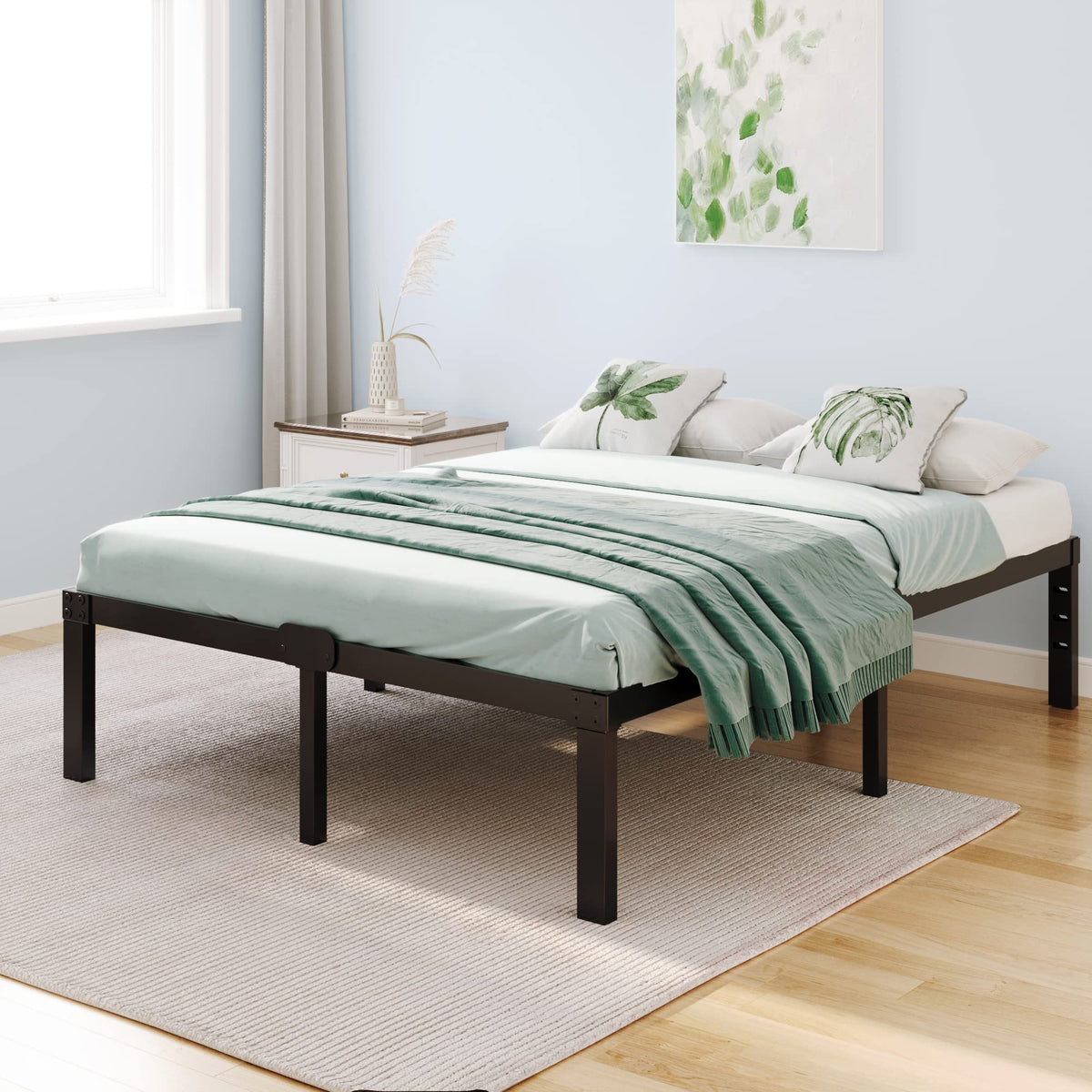 Queen Size 14 Inch Heavy Duty Metal Platform Bed Frame L488716