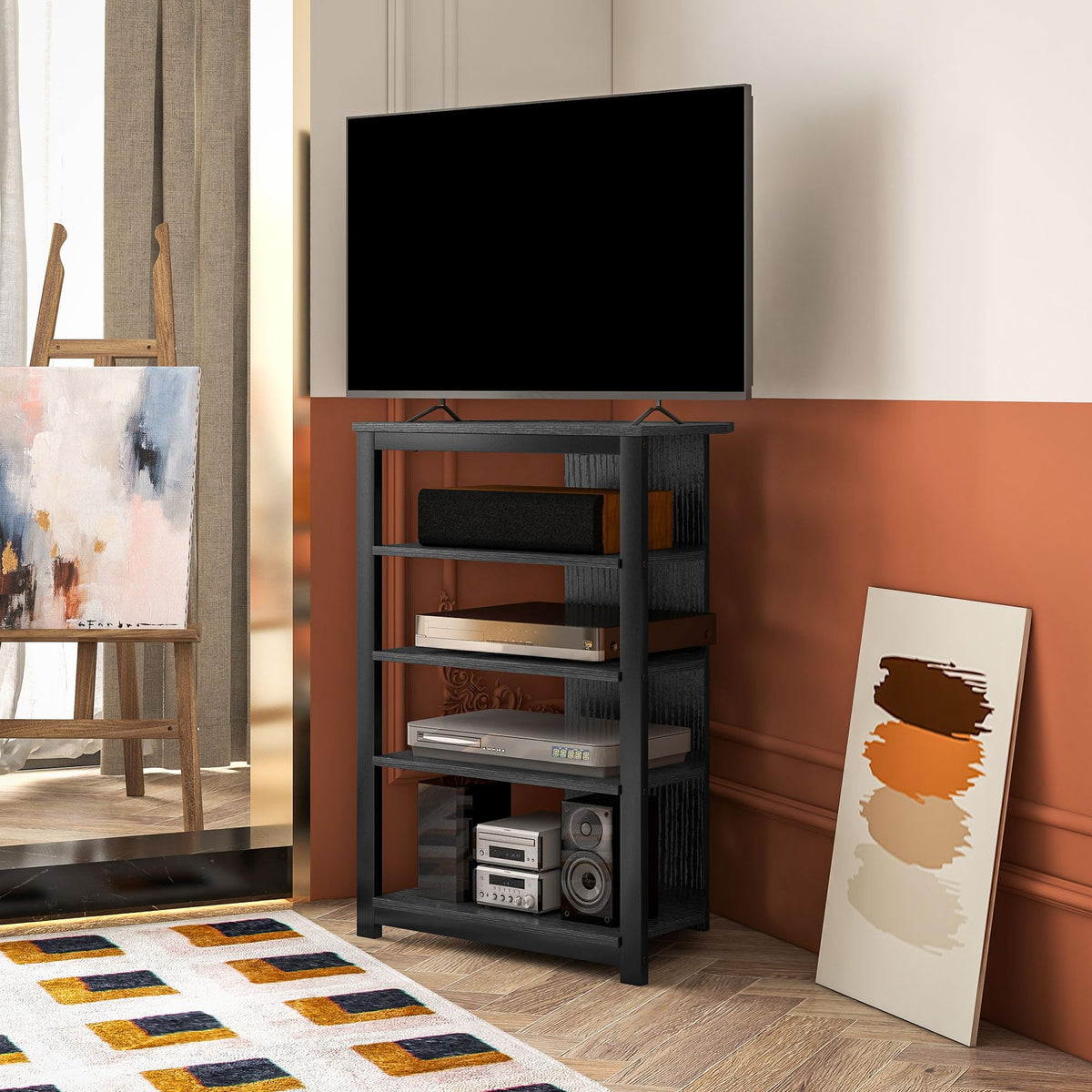 Black 4-Tier Media Stand R95928