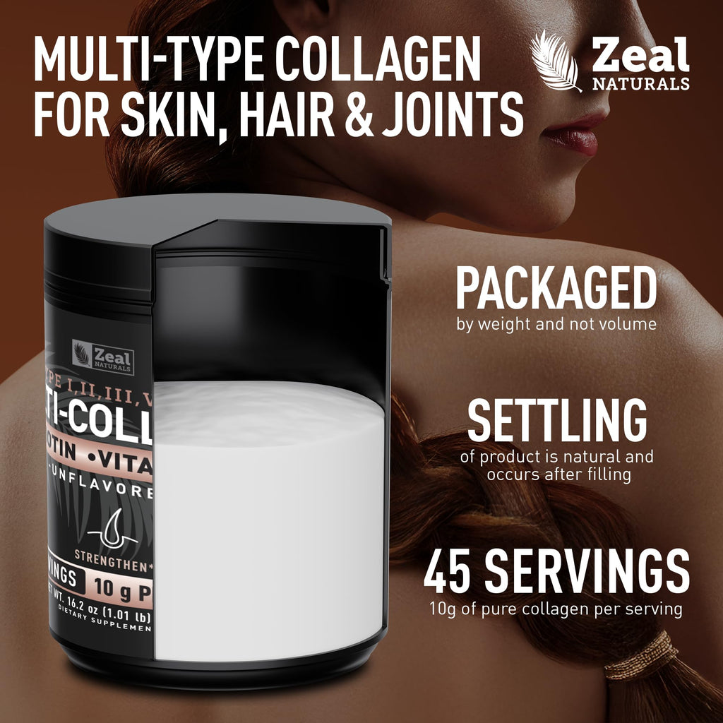 Multi Collagen Protein Peptides Powder Types I II III V X Unflavored 45 Servings N1999