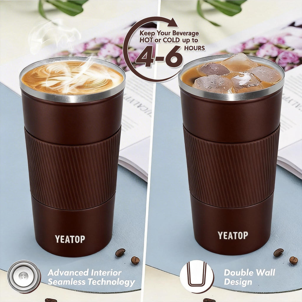 16 oz Stainless Steel Insulated Travel Coffee Mug with Lid K544
