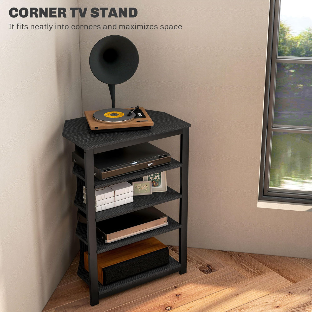 Black 4-Tier Media Stand R95928