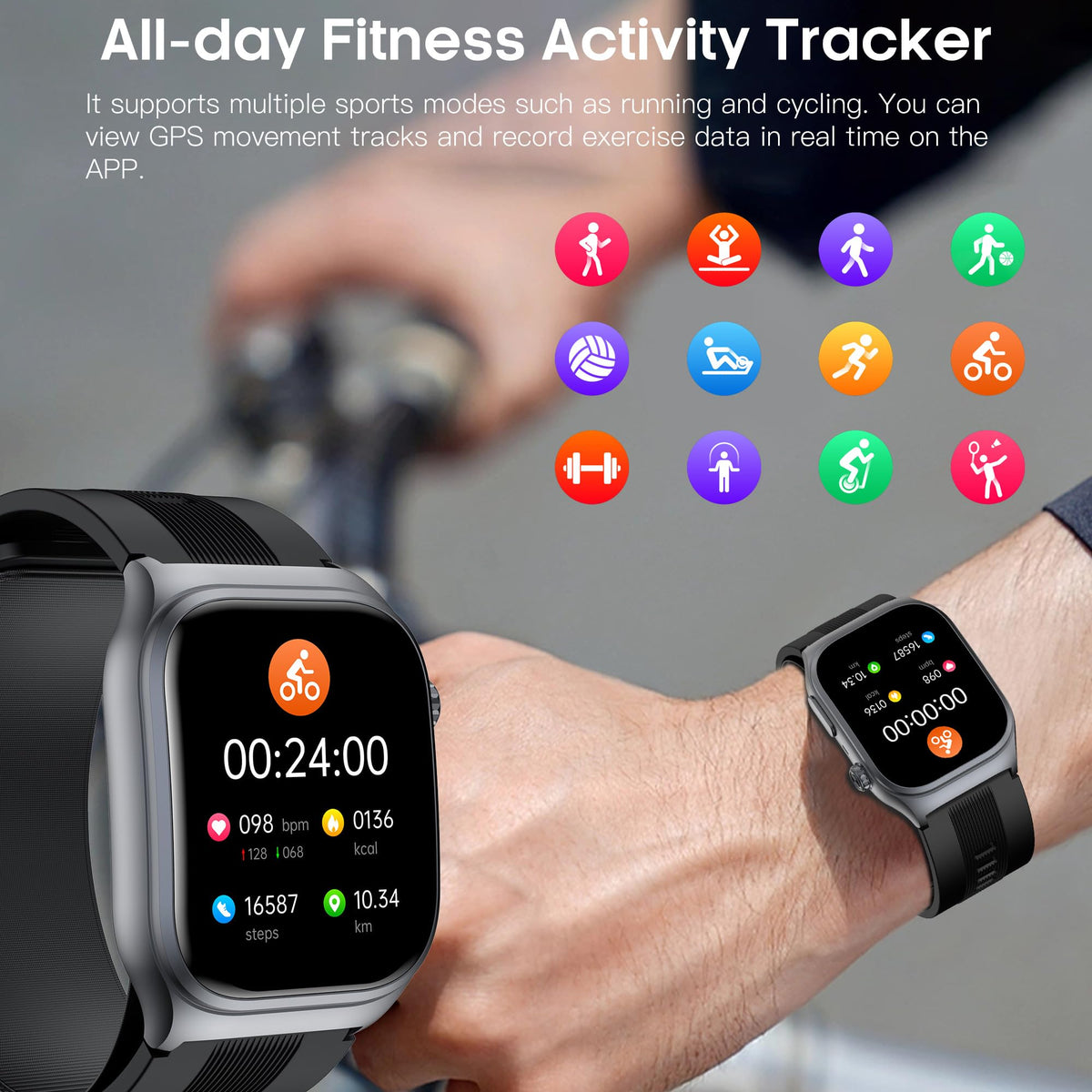 Black Blood Pressure Smart Watch Fitness Tracker S214