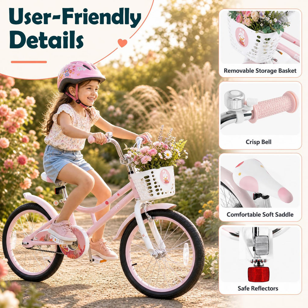 18 Inch Girls Bike with Basket H60636