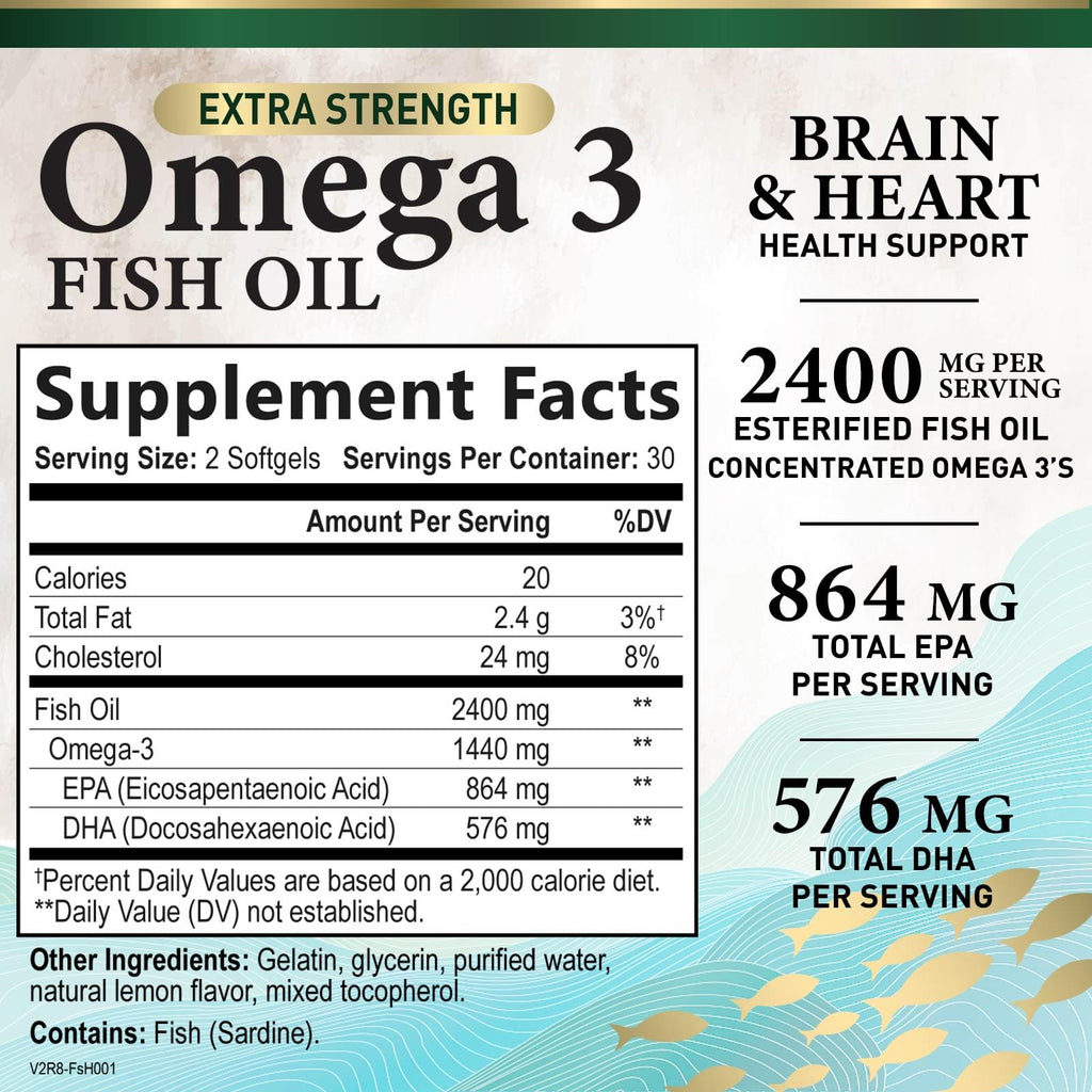 2400mg Omega 3 Fish Oil Softgels L200936