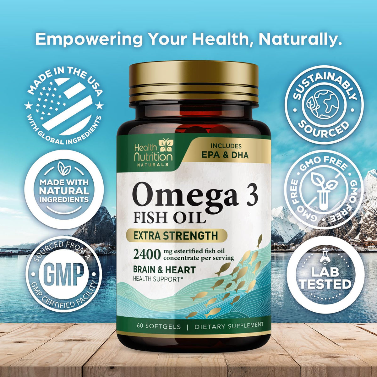 2400mg Omega 3 Fish Oil Softgels L200936