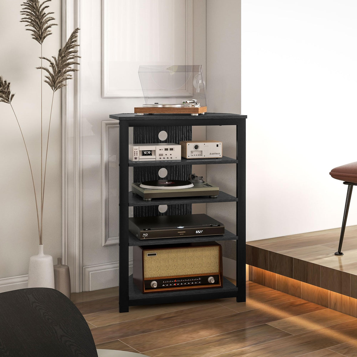 Black 4-Tier Media Stand R95928