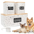 3-Piece Airtight Galvanized Steel Pet Food Storage Container Set with Bamboo Lids L153929