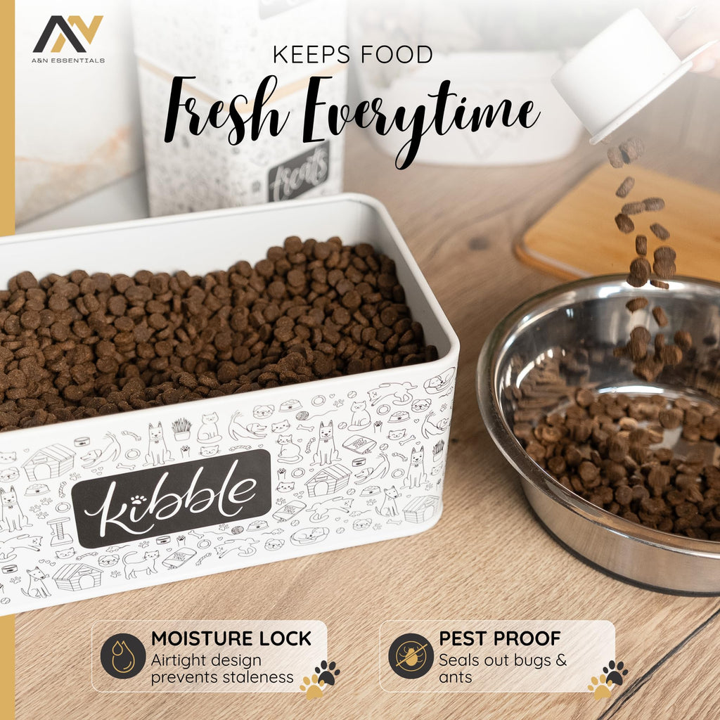 3-Piece Airtight Galvanized Steel Pet Food Storage Container Set with Bamboo Lids L153929