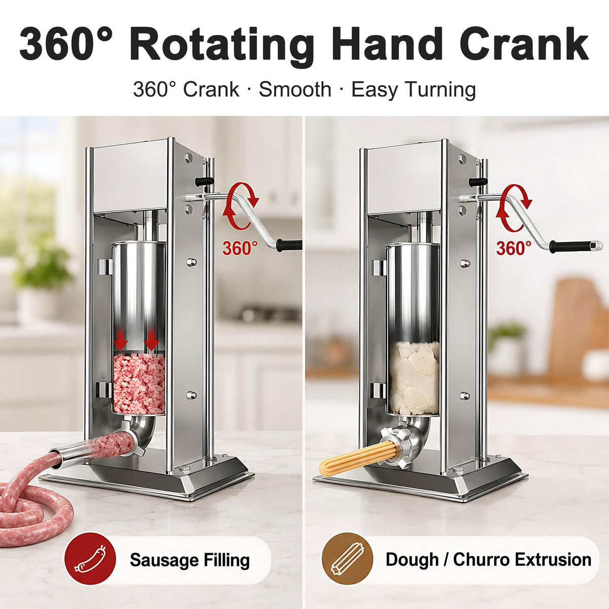 Manual Churros Maker with 4 Pastry Nozzles B35487