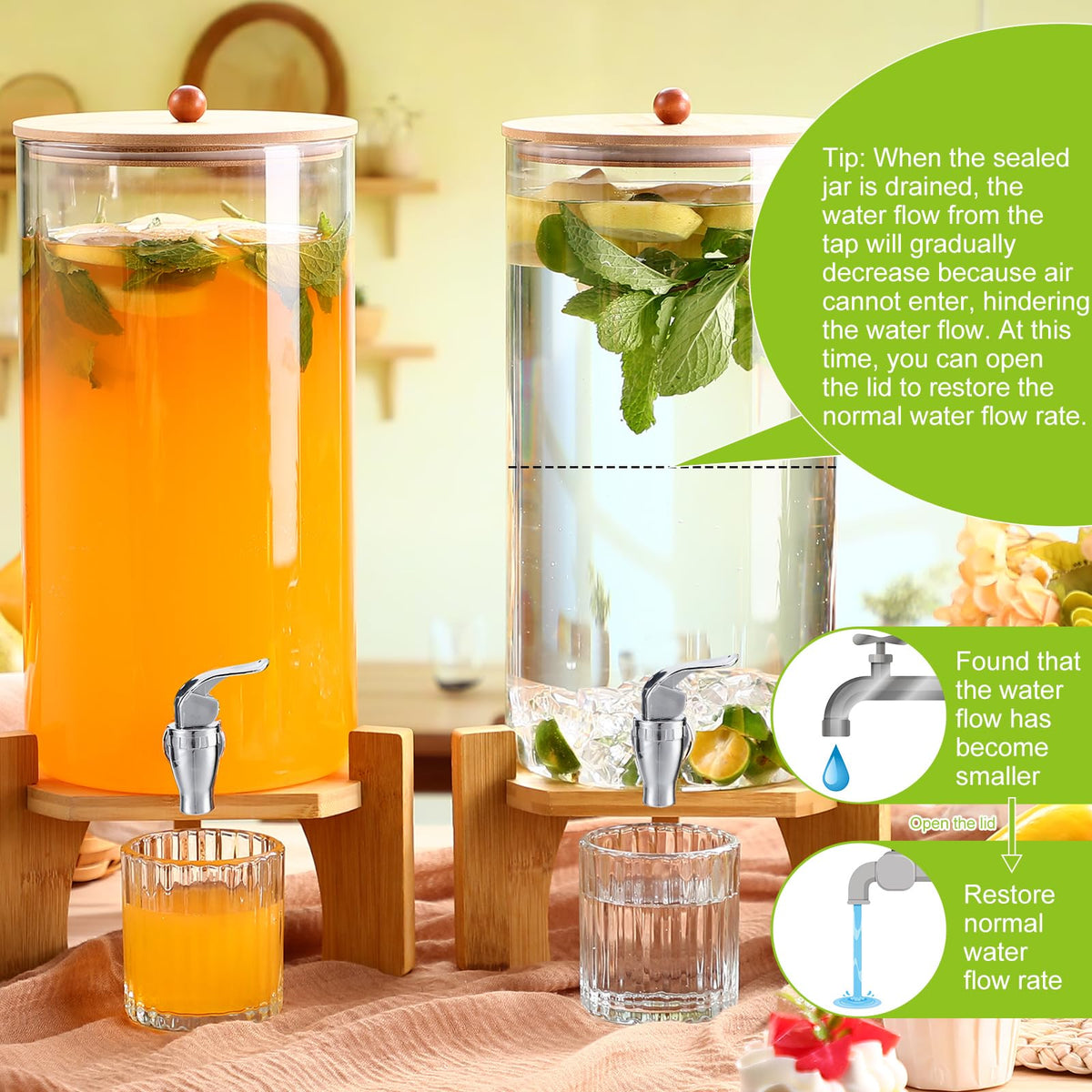 2 Pack 3 Gallon Glass Drink Dispensers H67856