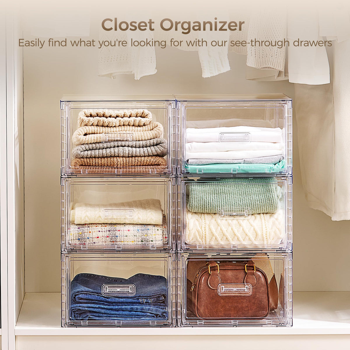 Clear Stackable Storage Drawers 4 Pack 15QT H6842