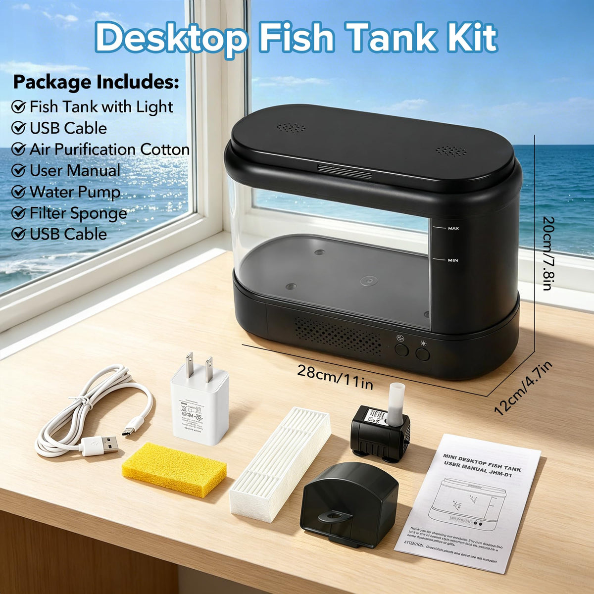 Black 1 Gallon Acrylic Aquarium Kit V74144