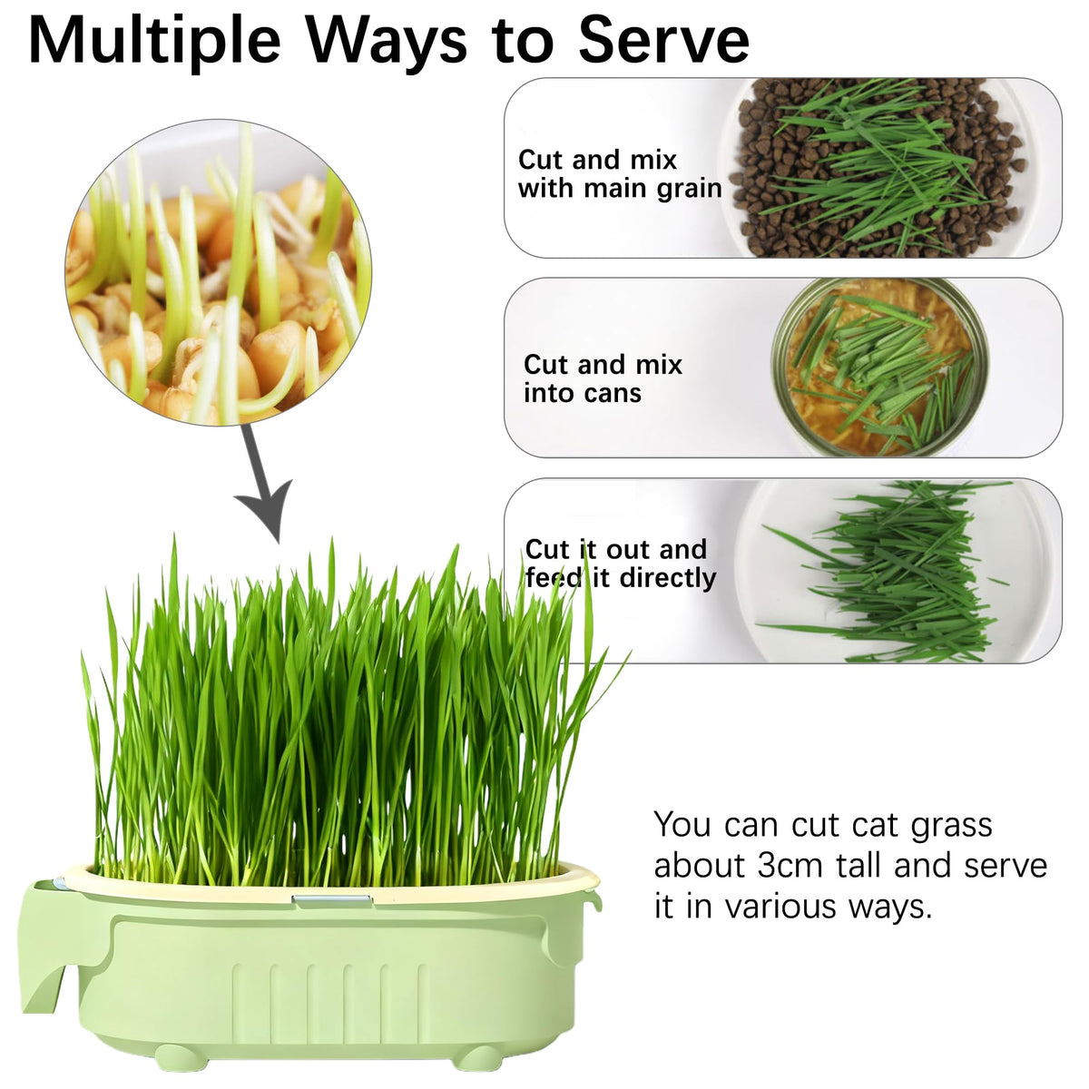 Hydroponic Cat Grass Growing Kit with Germination Tray U601593