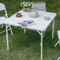 34'' Square Folding Card Table, Portable Plastic Dining Table with Carry Handle, White L568